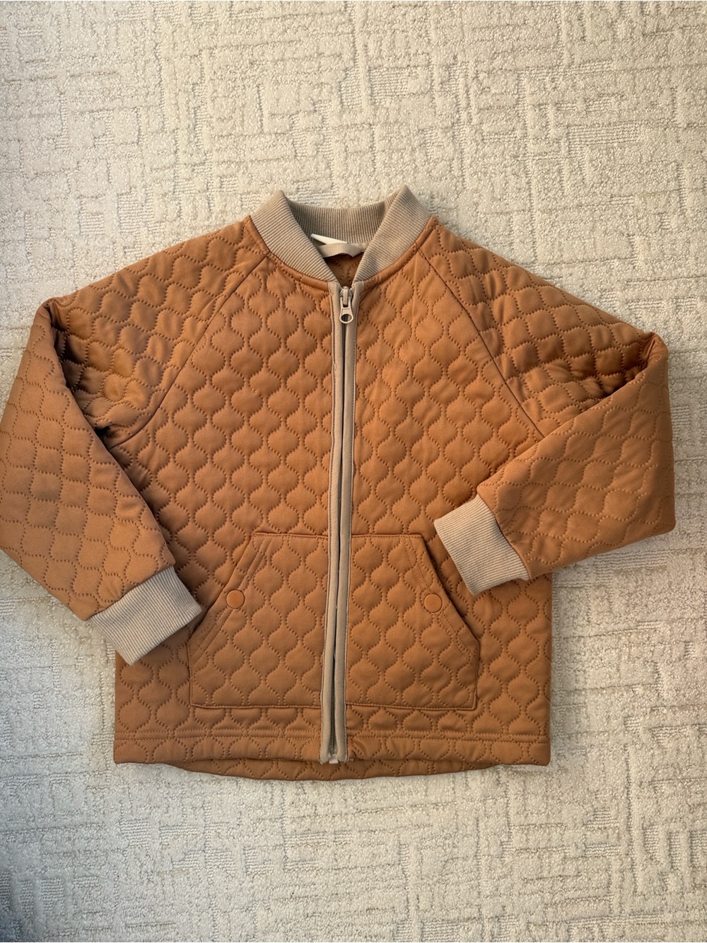 Kuling Kids Quilted Bomber Jacket in Camel